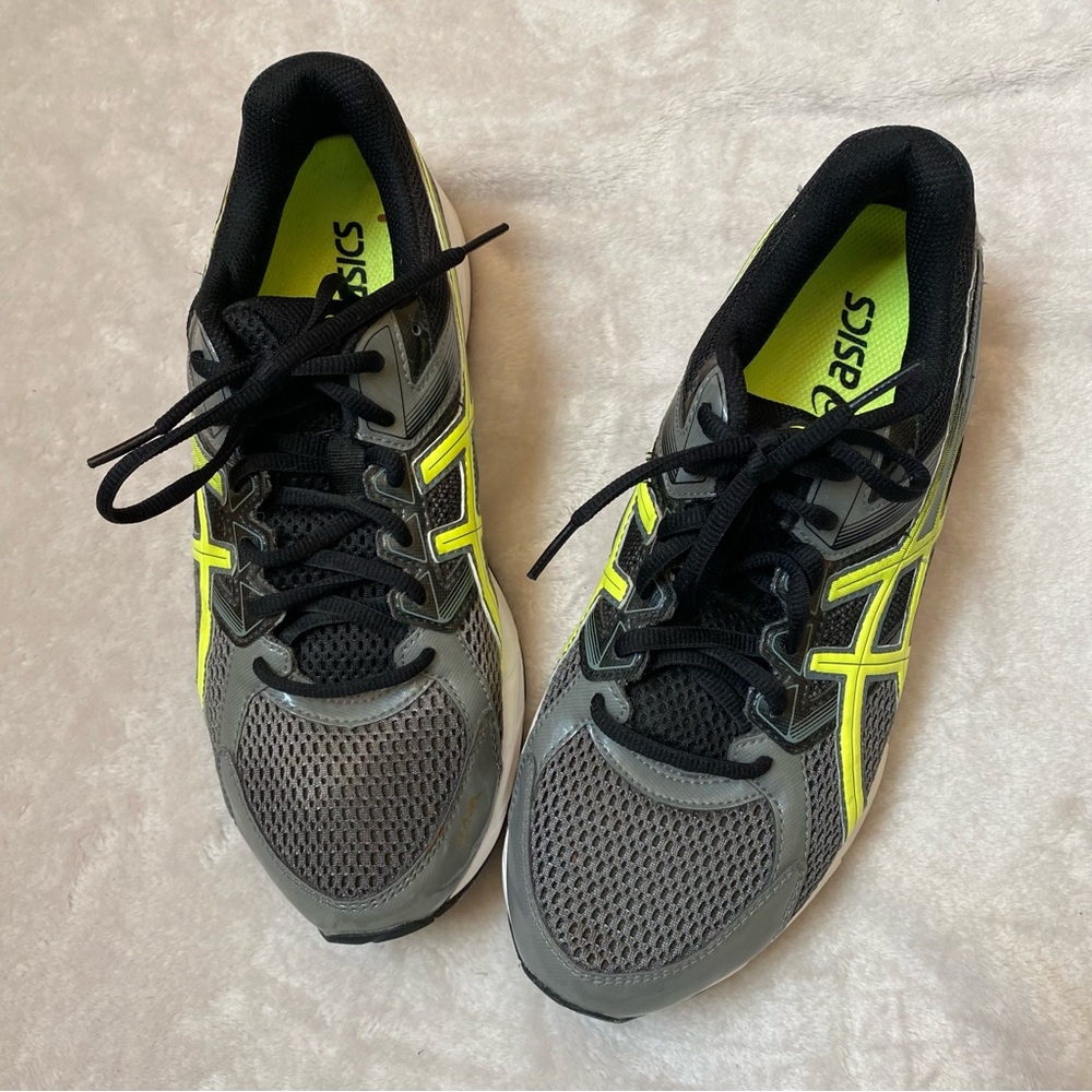 Asics T5F4N Gray and Neon Yellow Running Shoes